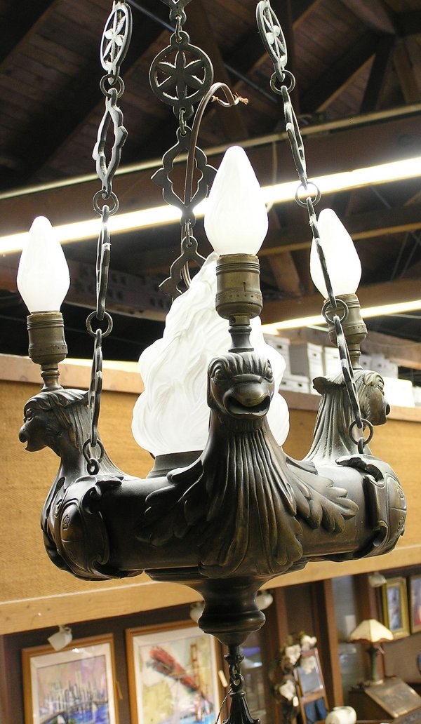 Cast bronze figural light fixture - 2