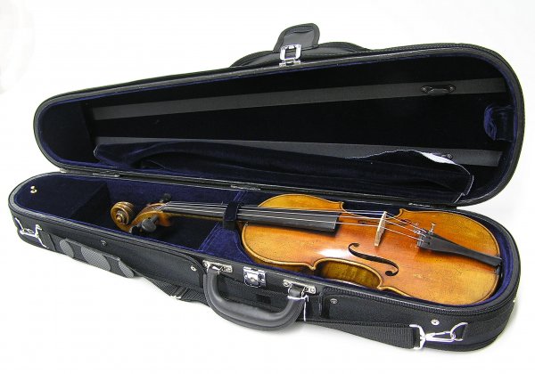 Cased full size violin