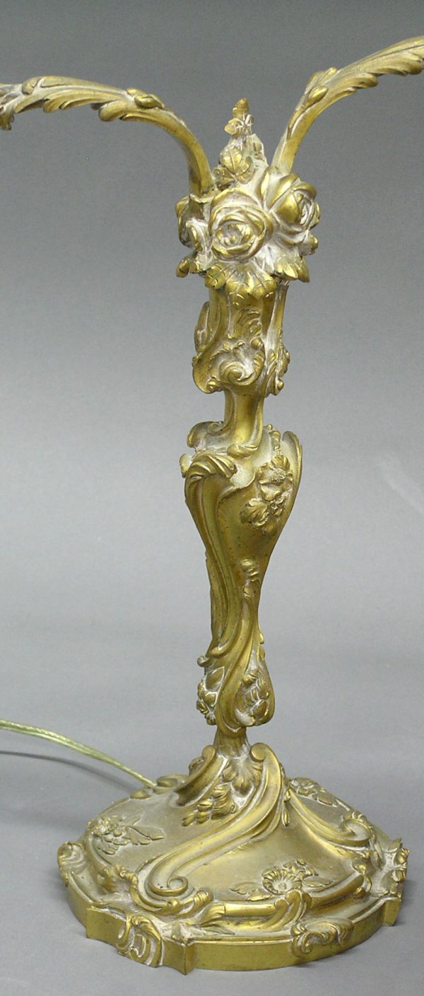 French Rococo style dore bronze lamp - 3