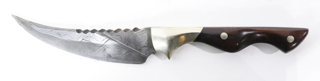 Michael Peterson damascus blade with ironwood handle: Michael Peterson damascus blade with ironwood handle, blade: 4.5"l, overall: 8.5"l