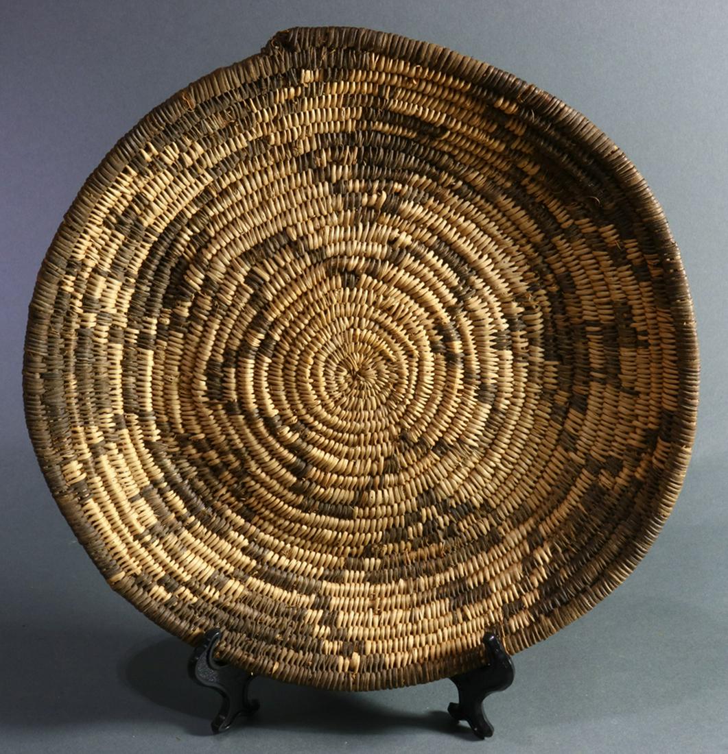 Southwest American Indian Apache coiled basketry tray (1 of 3)