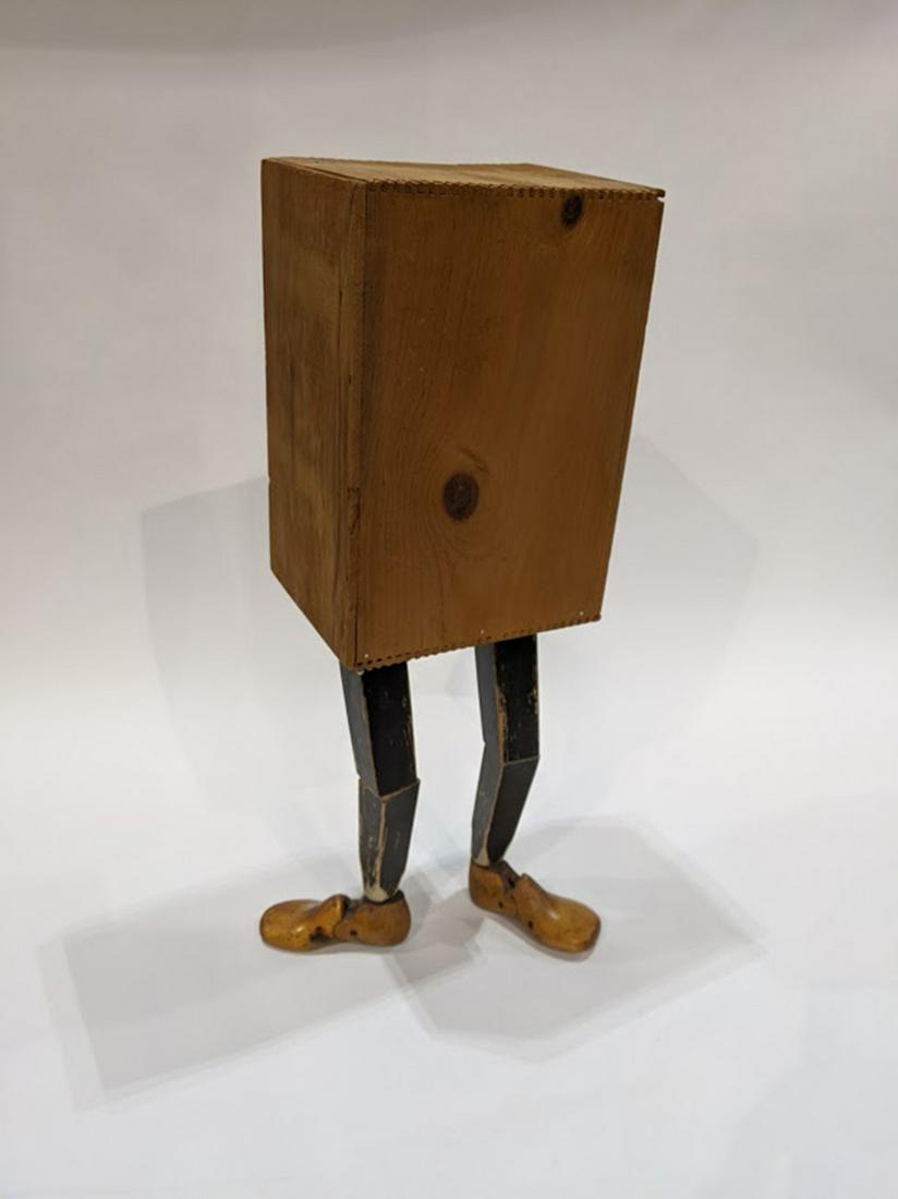 A partial ebonized and wood Modernist sculpture (1 of 3)