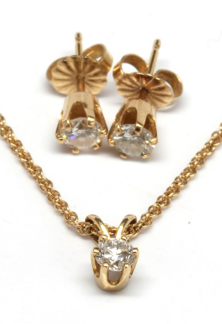 Diamond, 14k yellow gold jewelry suite (1 of 3)