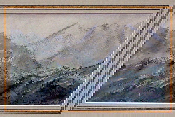 watercolor, Muirhead Bone, Scottish: Framed pencil and watercolor, Pietra Santa, Italy (1943), by Muirhead Bone (Scottish 1876-1953), inscribed "Muirhead to Jim, Annie/ Christmas 1943" lower right, titled "Pietra Santa, Italy" lower left
