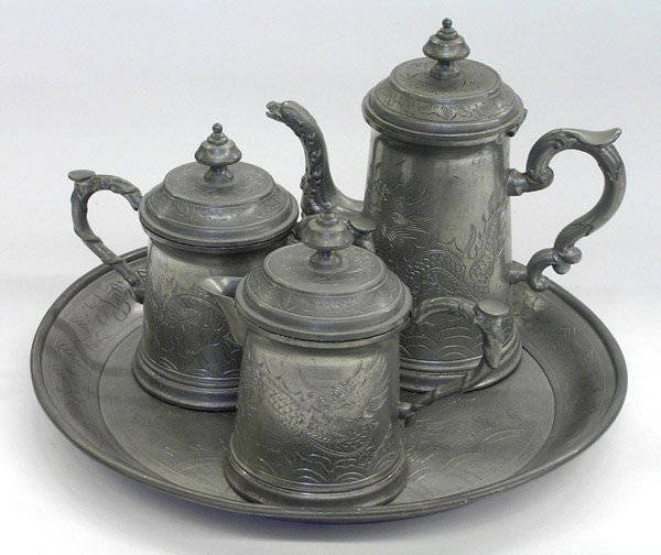 Chinese Pewter Tea Set, Swatow