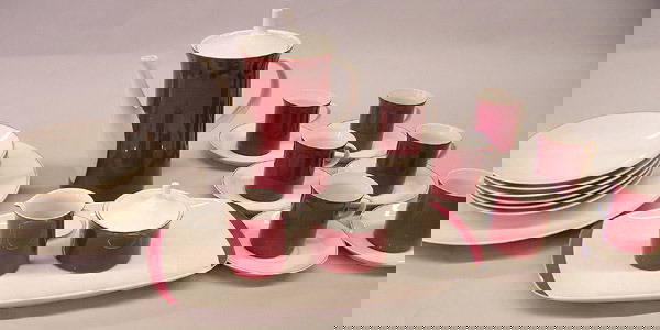 Rosenthal 24-piece dessert service for six: Rosenthal 24-piece dessert service for six including a coffee pot, cream and covered sugar, two trays, demi with underplate and dessert plates