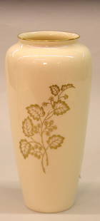 Lenox porcelain flower vase with gilt foliate dec: Lenox porcelain flower vase with gilt foliate decoration 10.5''H