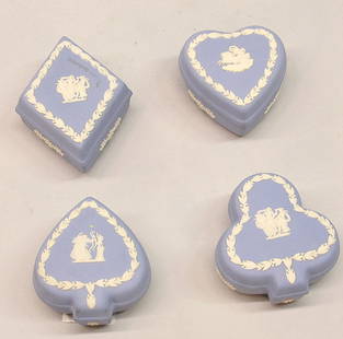 Wedgwood playing card motif boxes: Set of four playing card motif Wedgwood covered boxes 3.5''