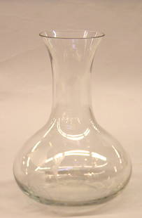 Dansk crystal decanter: Dansk crystal wine decanter decorated with etched poppy motif, 9''H