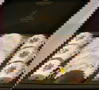 Royal Worcester bone china demitasse set: Royal Worcester bone china demitasse set of six cups and saucers in original box