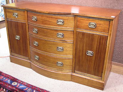 Mahogany 6-drawer, 2-door sideboard: Mahogany bowfront six drawer two door sideboard 60''w x 36''h x 19''d