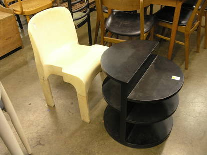 Josef Hoffman side chair: Josef Hoffman sidechair approximately 29''h x 17''d x 16''w with deco assymetrical side table, circa 1930 approximately 22''h x 19''d