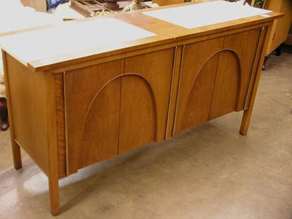 Midcentury credenza with marble inset in top: Midcentury credenza with marble top