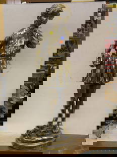 Bronze School Girl: Bronze figure of a bare foot school girl approximately 32''h