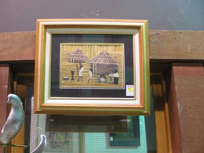 Banana leaf art: Two Zambran framed banana leaf art