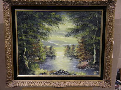 Framed oil, landscape, J. Essen: Framed oil on canvas, landscape, signed J. Essen lower left, 20.5''h x 24'' w
