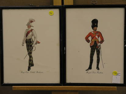 12 lithographs of British soldiers: 12 framed offset lithographs of British soldiers 13.5''h x 10.5''w