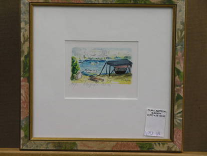 2 lithos, beaches, Alexandre Minguet: Two framed lithographs of beach scenes by Alexandre Minguet (French 1937-), signed lower right
