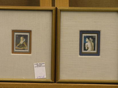 2 framed French stamps: Two framed French stamps 8.5''h x 7.5''w