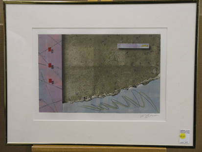 Framed litho, Abstract, William Benson: Framed lithograph, Abstract, signed William Benson lower right, 18''H x 24''W