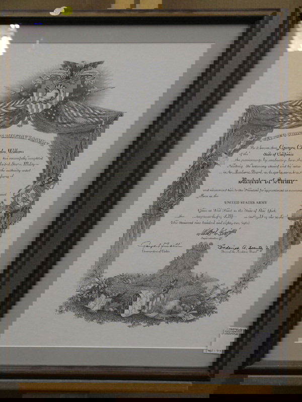 4203 Framed West Point diploma, 1982 Jan 08, 2005 Clars Auction