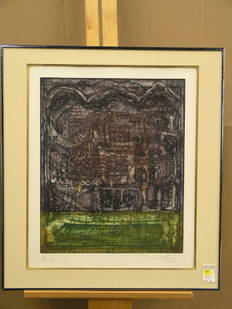 3 Framed etchings, O'Donohue: (lot of 3) Framed color etchings, geometric abstractions, signed O'Donohue lower right