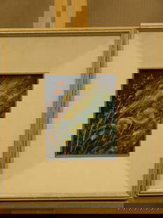 Framed oil, Wheat, Ruth Chatfield: Framed oil on board, Wheat and Fluff Balls by Ruth Chatfield, signed lower left, 17''H x 16''W