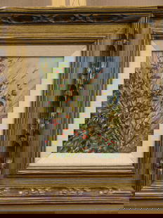 Framed oil, Holly, Lydia Vercinsky: Framed oil on board, Holly, by Lydia Vercinsky (Californian/Russian 1918-2001), 18''h x 16''w