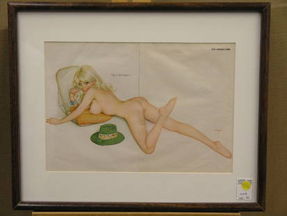 4 Framed Vargas centerfolds: Four framed Vargas magazine centerfolds, 17.5''h x 21.5''w