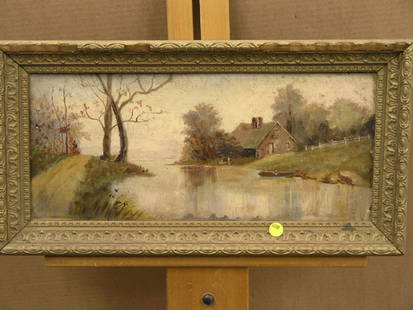 Framed oil, Landscape, late 1800's: Framed oil on board, Landscape, late 19th century