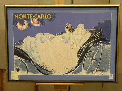Lithograph, Monte Carlo, Louis Icart: Framed lithograph, Monte Carlo, after Louis Icart, image: 22''H x 34''W
