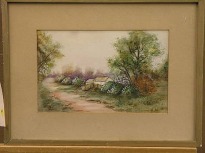 Framed watercolor, landscape, Ellis: Framed watercolor, landscape, signed K. Ellis lower right