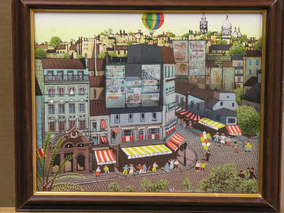 Framed oil, Paris scene, Blasnavski: Framed oil on canvas, ''Paris Street Scene'' by Blasnavski (Polish 20th century), signed lower center, 10.5'' x 8.5''