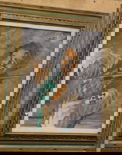 Framed oil, Violinist: Framed oil on canvas, Violinist