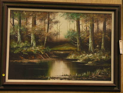 Framed acrylic, Forest: Framed acrylic on canvas, Forest interior