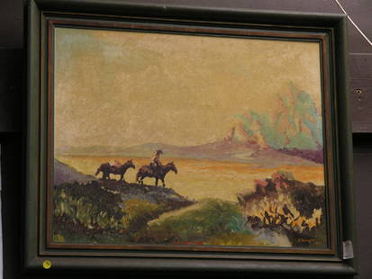 Framed acrylic, Desert Riders: Framed acrylic on canvas, Desert Riders