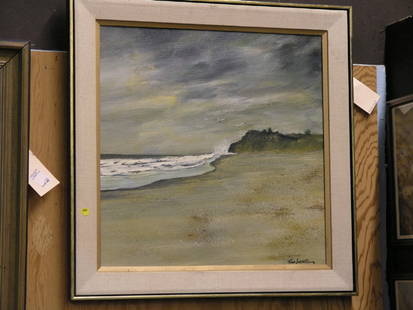 Framed oil, Ocean, Toru Iwasaki: Framed oil on canvas, Ocean Landscape, signed Toru Iwasaki lower right