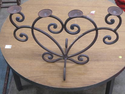 Wrought iron candelabra: Pair of wrought iron candelabra