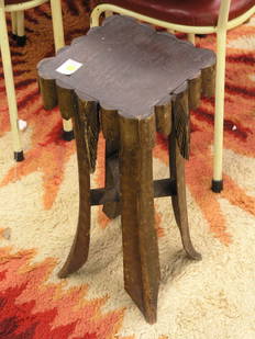 Vintage coco palm style side tables: Three vintage coco palm side tables c. 1930, various heights, 26''h, 24''h, 19''h, tabletops 10.5'' square