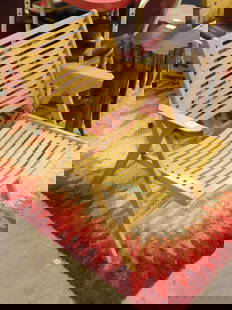 Blond Kudri Folding Chair: Krudi blond bent plywood folding armchair 29''H X 24''D X 24''W