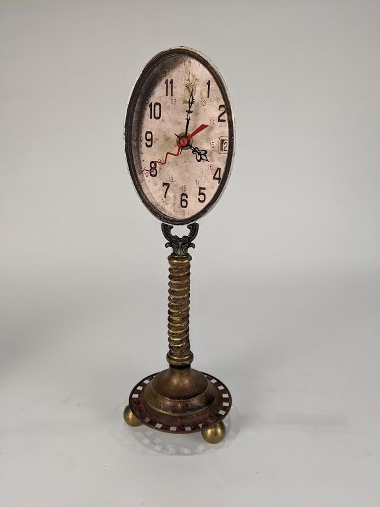 Patinated metal desk clock (1 of 4)