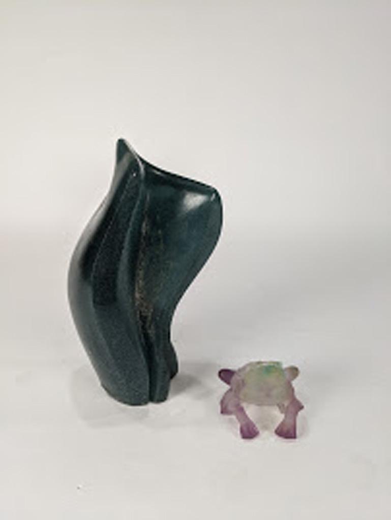 A Daum France art glass group: (lot of 2) A Daum France art glass group, consisting of a limited edition abstract pate de verre sculpture numbered 85 of 200 8.5"h artist signed edition numbered, and marked Daum France, together wit