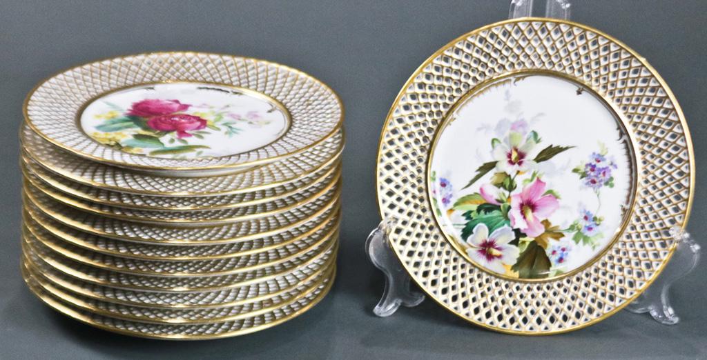 A set of Continental porcelain botanical dessert plates (1 of 4)