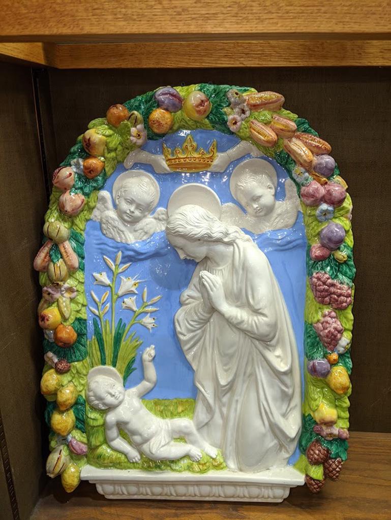 An Italian Della Robbia style ceramic arch of Madonna (1 of 1)