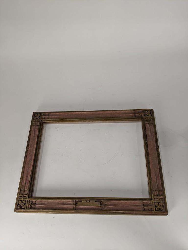 Hand-carved arts and crafts frame, Karl Schmidt: A hand carved Arts and Crafts frame executed by Karl Schmidt (American 1890-1962), overall 15.5"h x 20"w rabbet approx 12"h x 16"w Provenance: Sale to Benefit the Oakland Museum of California (Oakland