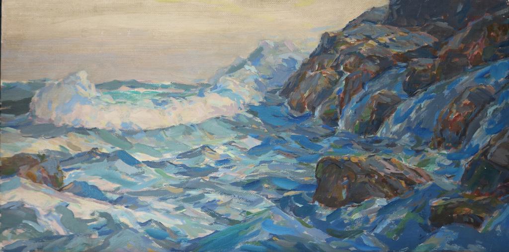 Paintings by Karl Schmidt: (lot of 3) Karl Schmidt (American, 1890-1962), Untitleds (Seascapes), oils on panel/board, one signed lower right, Museum Reference Numbers: S32.5, S31.1 and S31.10, each (unframed): 14"h x 28"w/20"h 