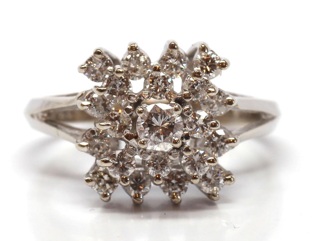 Diamond, 14k white gold cluster ring (1 of 3)