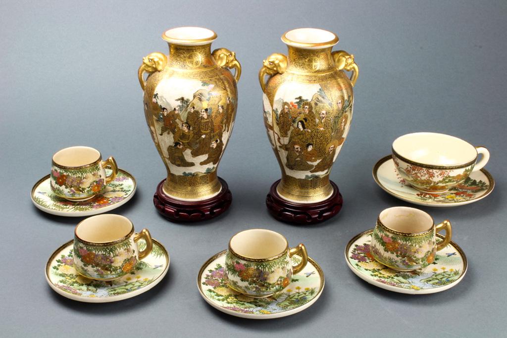 (lot of 6) Japanese Satsuma Ware, Hodota, Kokuri, Meiji (1 of 19)