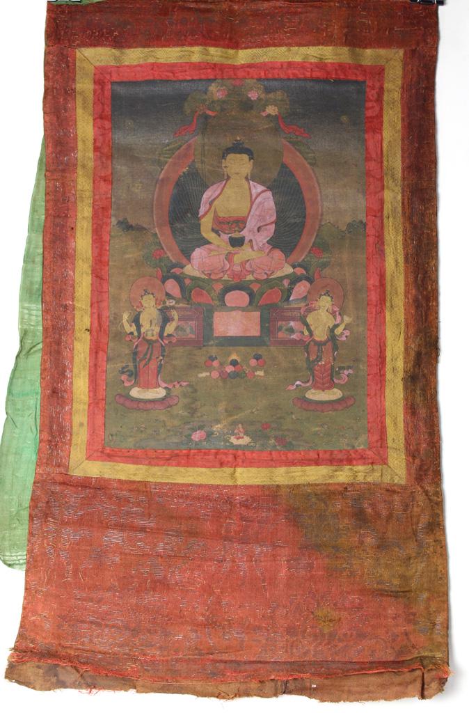 A Tibetan Tangka of the medicine buddha, together with (1 of 3)