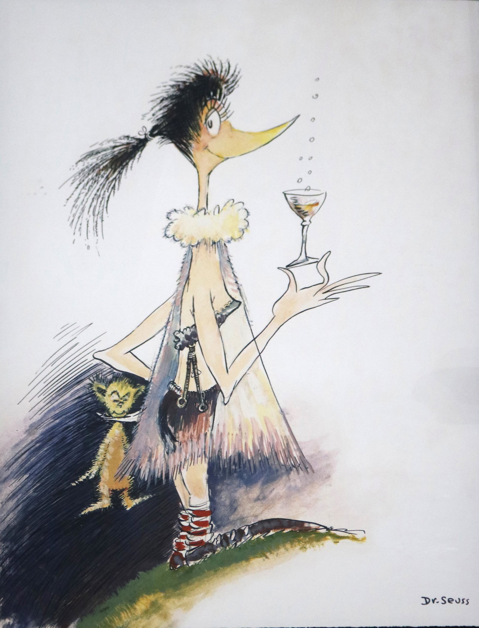 Prints, Dr. Seuss: Dr. Seuss (Theodore Geisel) (American, 1904-1991), "Martini Bird," offset lithograph in colors, signed in plate lower right, edition 78/850, sheet: 30"h x 21"w, overall (with frame): 43"h x 34"w
